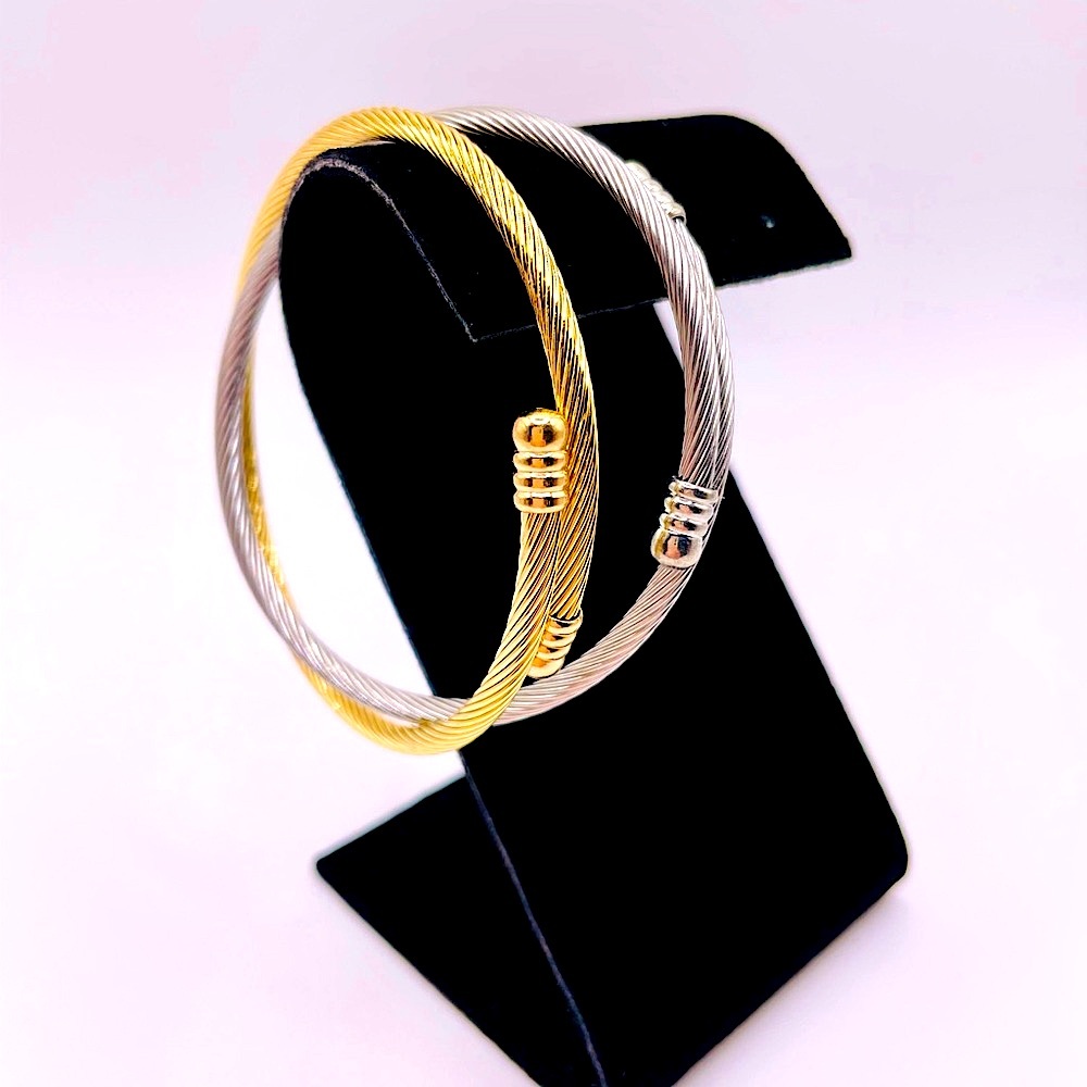 JOEY - Custom Twisted Cable Adjustable Cuff Bracelet Murano Glass Bead